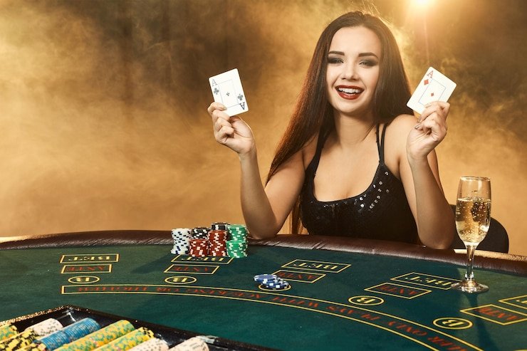 Live dealer studio setup with multiple camera angles showing a blackjack table